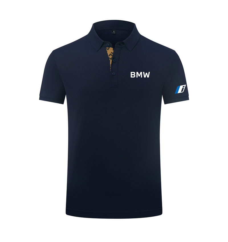 Polo BMW classique uni en coton piqué épais pour homme avec poignets cotelés